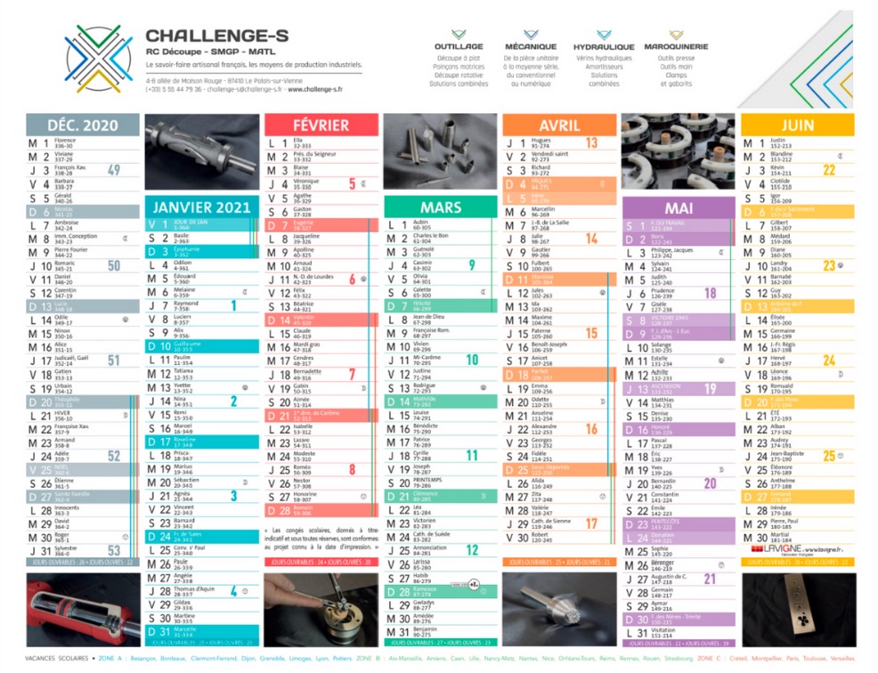 calendriers 2021